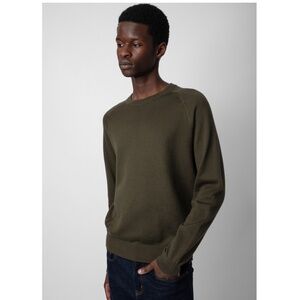 Zadig & Voltaire Men’s Thomaso Sweater in Khaki Cotton x Silk x Cashmere Size XL